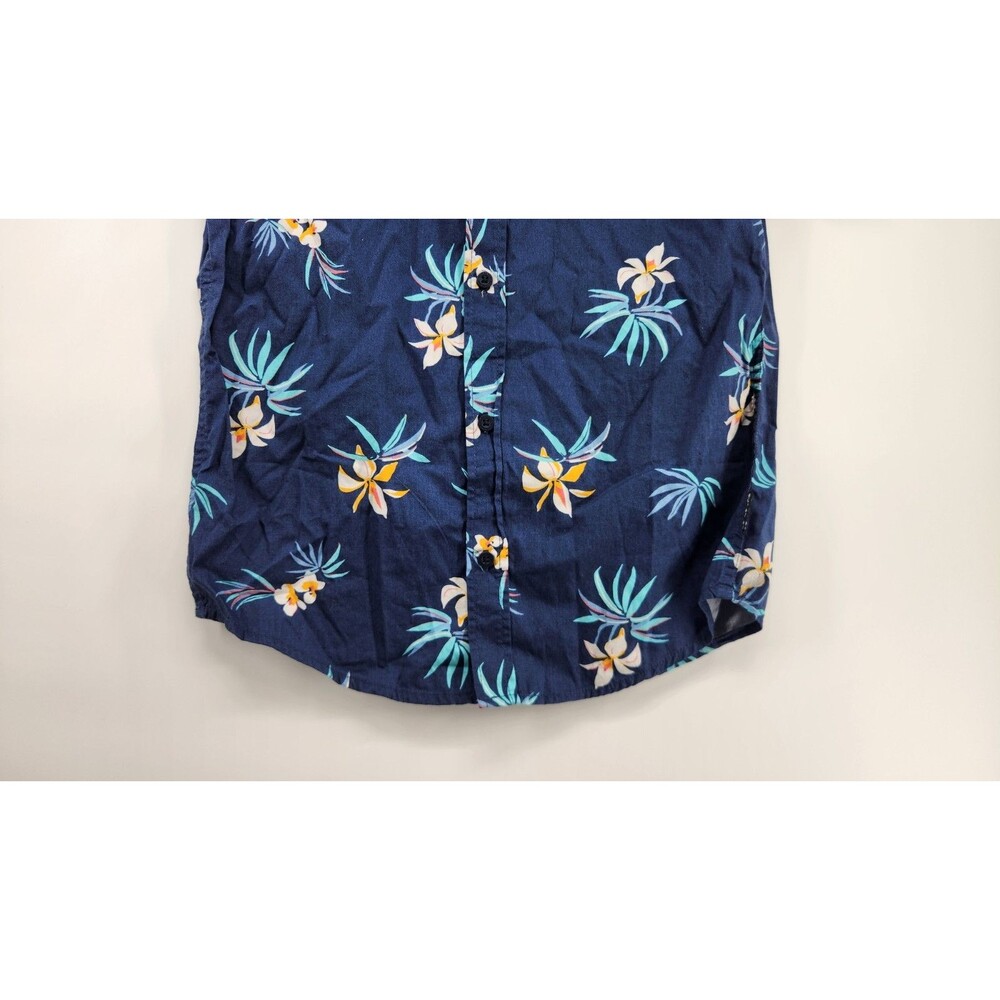 Quiksilver Boys Medium Navy‎ Blue Floral Short Sleeve Poplin Shirt NWT - Picture 3 of 10